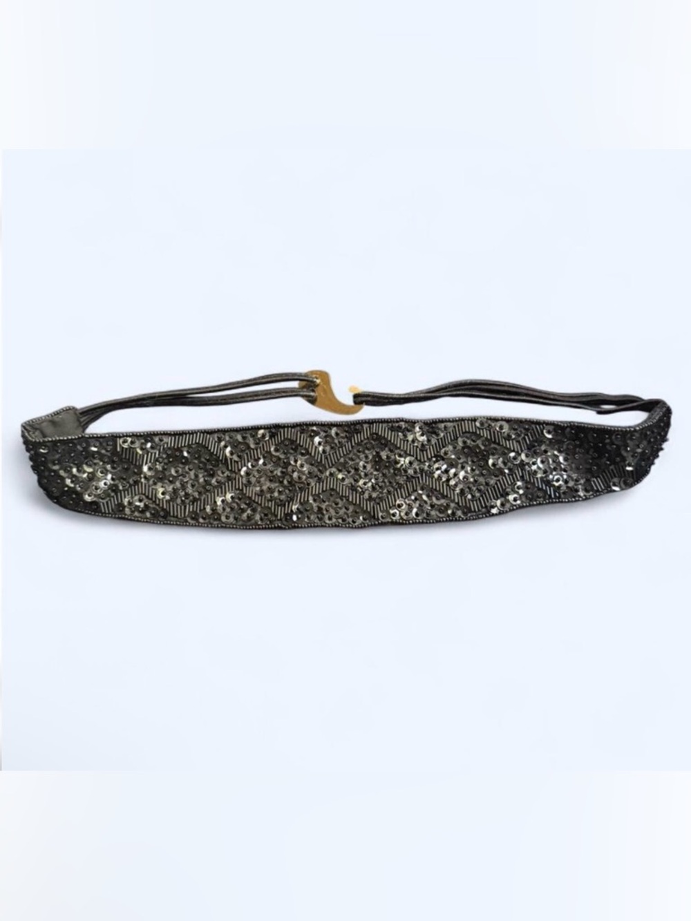 Vintage 80s Carla Marchi Beaded Sequin Belt Stretchy Whimsigoth Retro Glam S/M